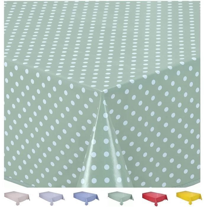 TABLE Home Direct Nappe Toile cirée PVC Rectangulaire 140 x 200 cm Petit Pois Vert Sauge464