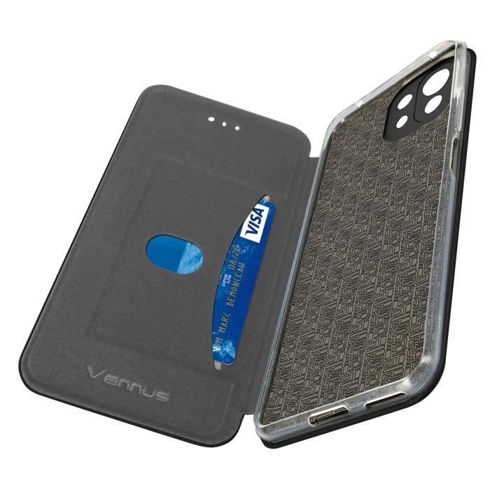 Housse Xiaomi Mi 11 Lite 5G NE Clapet Porte-carte Support Finition Satinée noir Noir