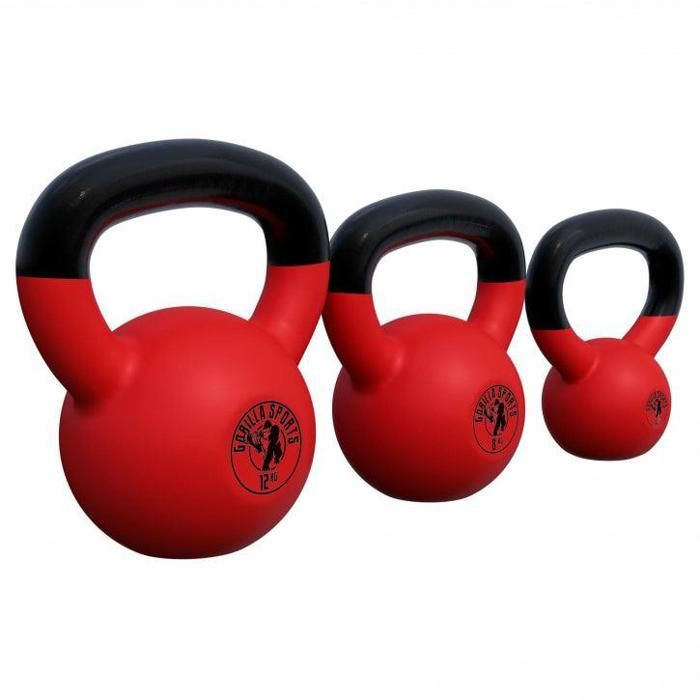 Lot de 3 kettlebells en fonte néoprène (4, 8 et 12 KG) - haltères russes