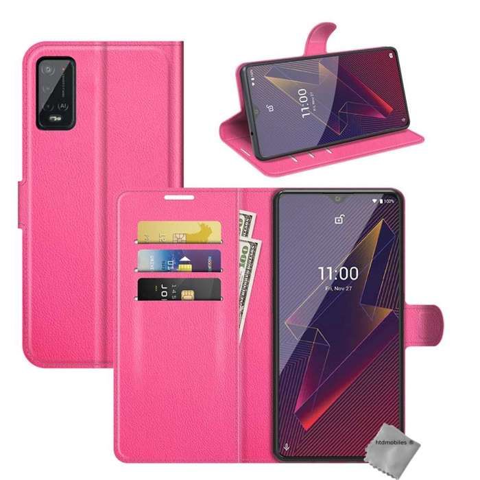 Housse etui portefeuille avec coque intérieure en silicone pour Wiko Power U10 - U20 + film ecran - ROSE