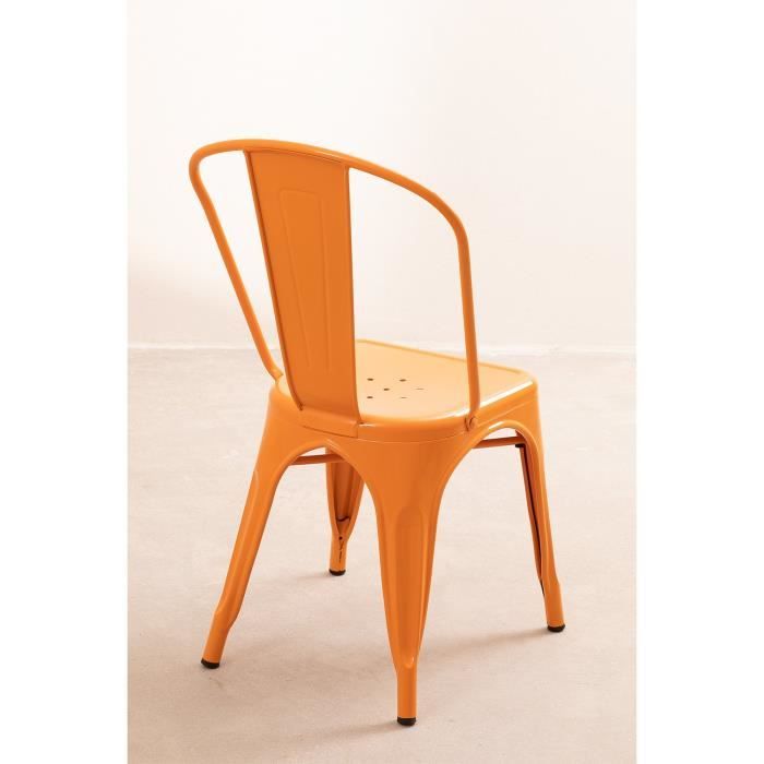 Lot de 4 Chaises design industriel LIX Orange Safran