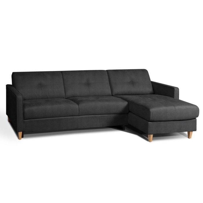 Canapé d'angle SCANDINAVE 160 cm convertible EXPRESS couchage quotidien 16 cm microfibre gris graphite gris Tissu Inside75