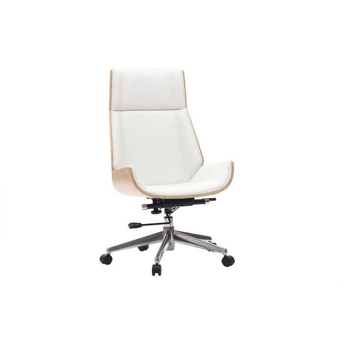 Miliboo - Fauteuil de bureau design bois clair et blanc CURVED