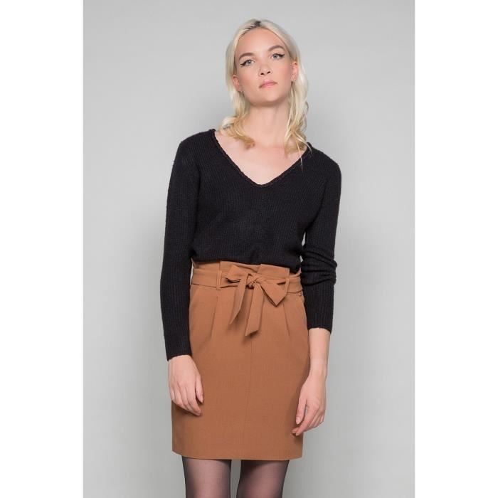 Pull col V dos et devant CLAIRE - Couleur - Black, Taille - S