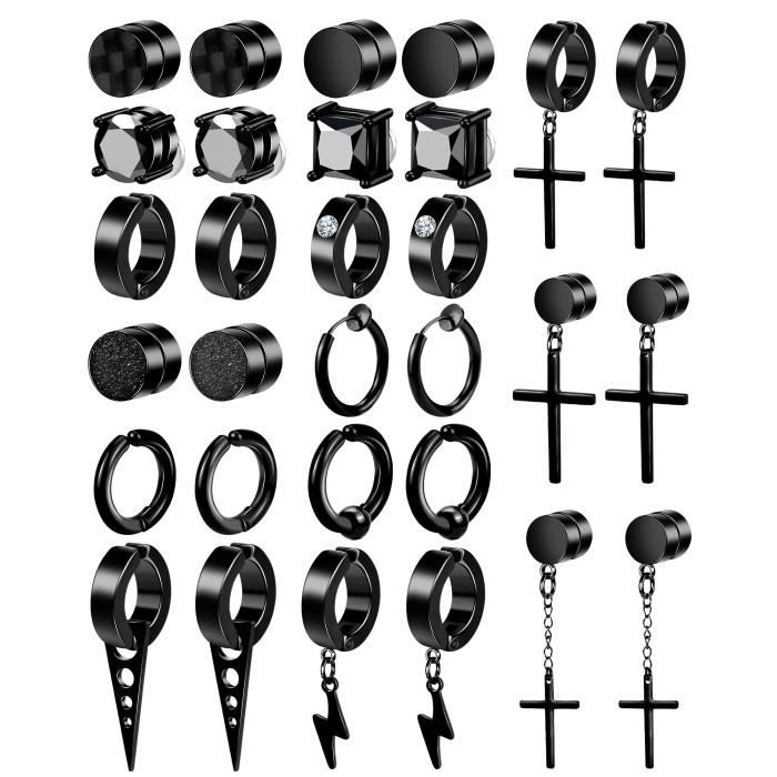 Outee 15 Paires Boucles d'Oreilles Magnétiques pour Hommes Clip On Boucles