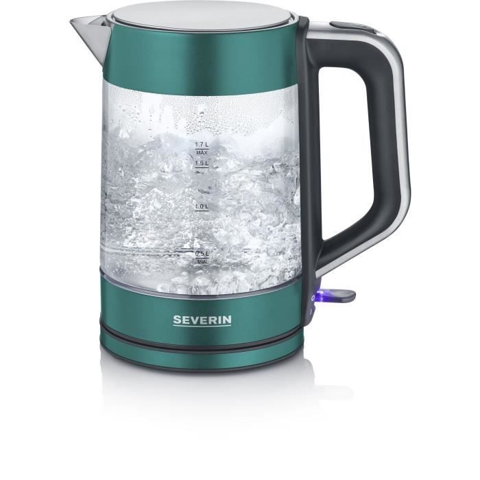 SEVERIN WK9268 Bouilloire en verre - 1,7 L - 2200 W - Vert et inox