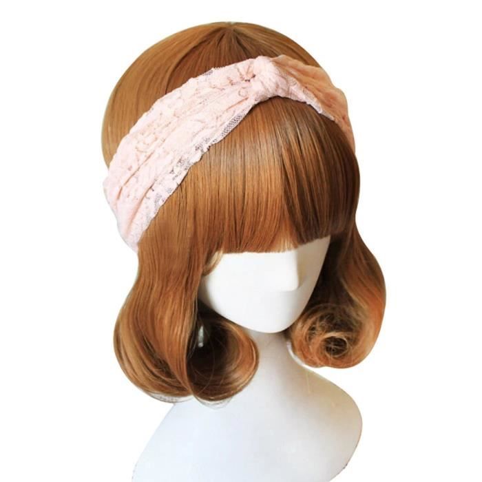 6938-SHLK Femmes Accessoires Cheveux Dentelle Twisted Noué Sport Tennis pour la Tête Serre-Tête Band-Rosa