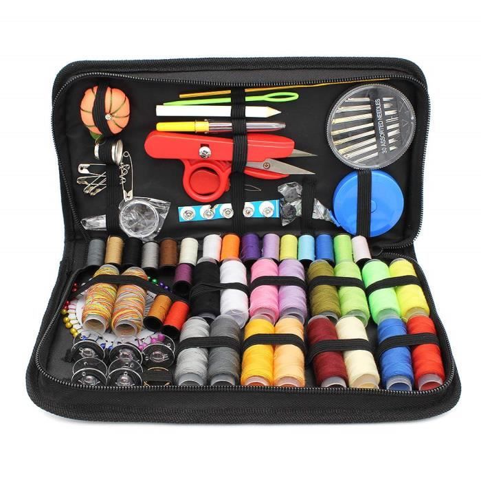 Kits de Couture Pratique avec 138 Aaccessoires de Couture,Pack de Couture avec Dé à Coudre,Ciseaux,Fils,Aiguilles,Pins avec étui