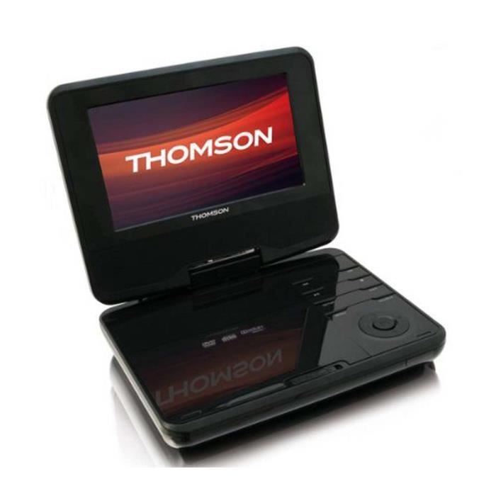 THOMSON Lecteur DVD portable DP7200 + Kit DVD portable de 9- à 12- : housse + 2 casques + adaptateur 2 jacks femelles stéréo + Doubl