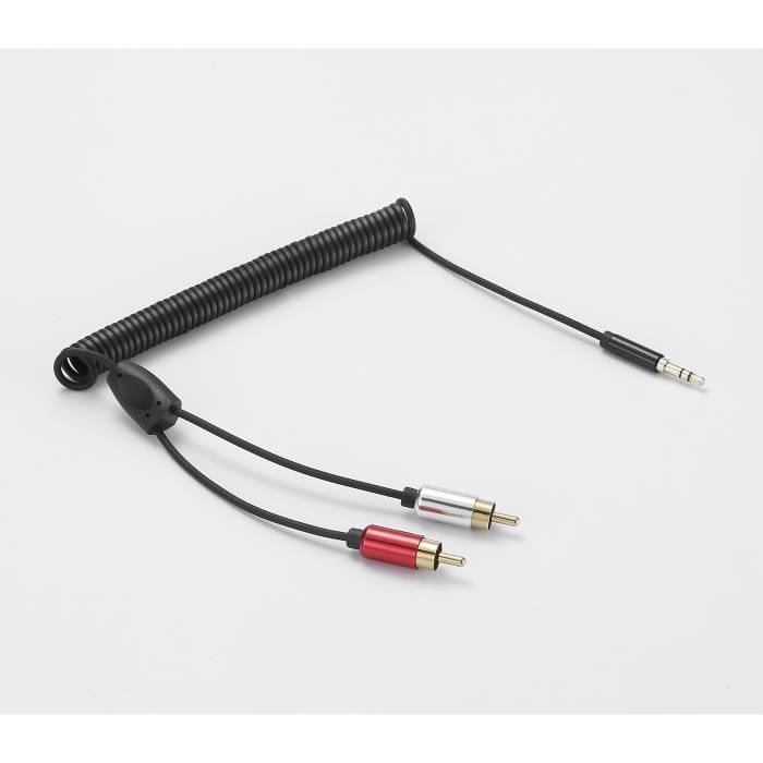 WE Câble RCA Jack Audio Stéréo Cordon Jack 3.5mm vers 2 RCA Mâle en Spirale Compatible avec TV PC Smartphone Ampli Chaîne HiFi