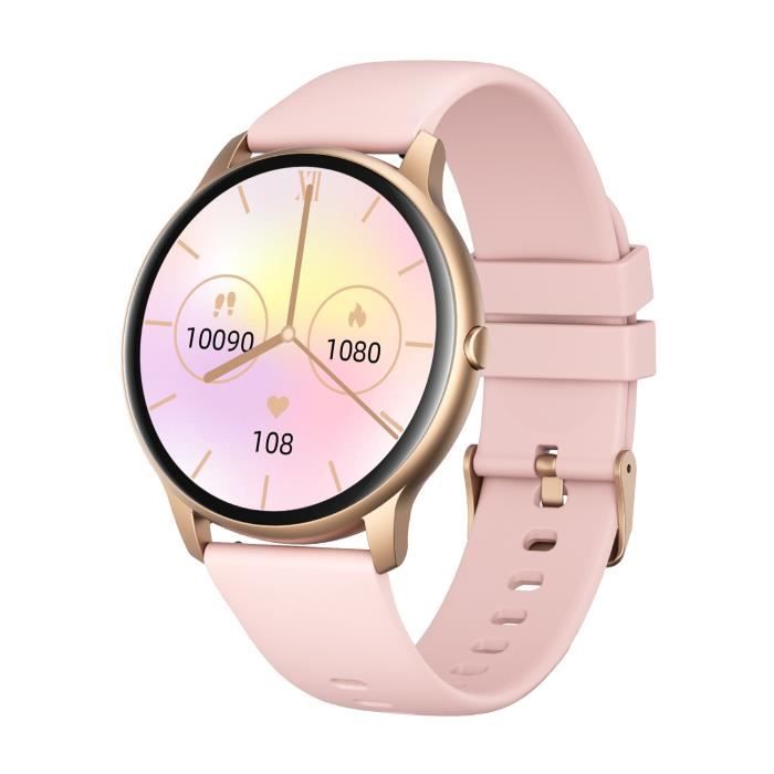 YAMAY Montre Connectée Femme Smartwatch Podometre Cardio pour iOS Android Montre Sport Calories Chronomètre Fitness Tracker Rose