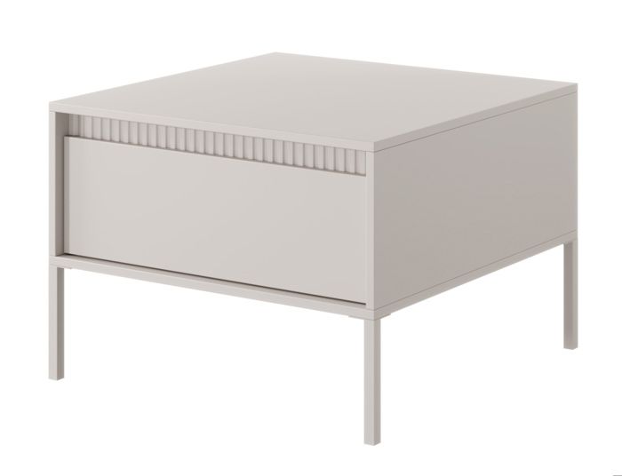 table basse - falsetto - 68x68 cm - avec tiroir et façade fraisée - beige