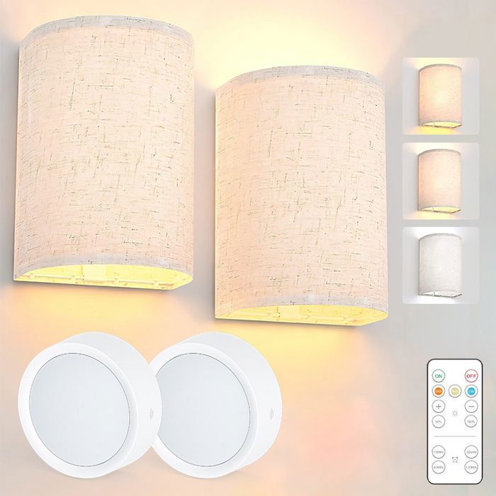 Lot de 2 appliques murales LED à piles, rechargeables par USB, lampe Lot de 2 appliques murales LED à piles, rechargeables par USB, lampe