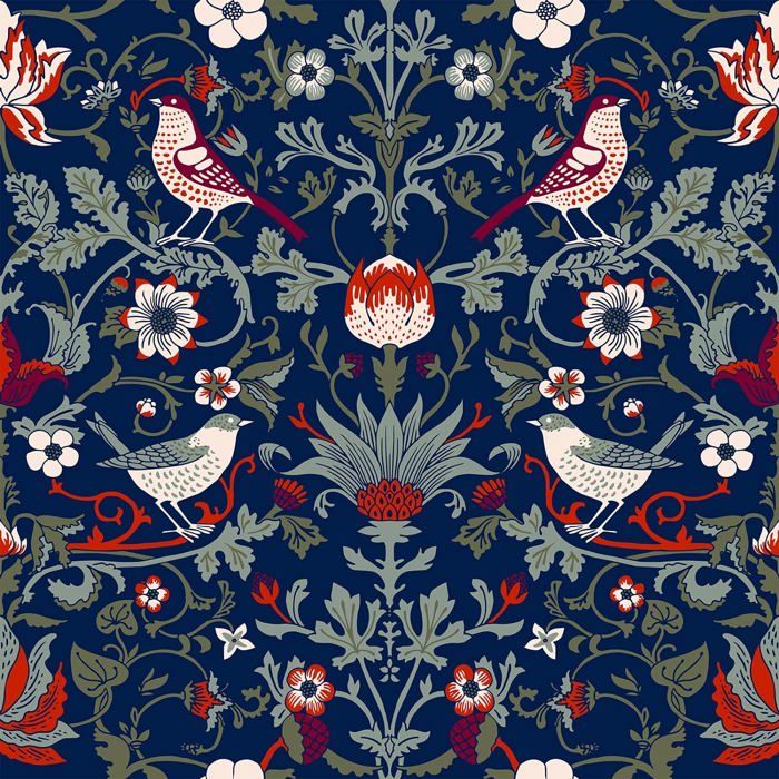 Papier Peint Adhésif Fleur Bleu Vintage Et Feuillage Tropical - Rouleau 44.5x300cm - Déco Murale Facile Salon Chambre