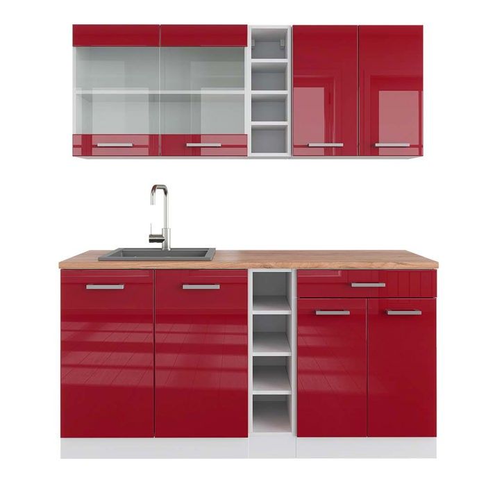 Cuisine R-Line 160cm PT Chêne Rouge brillant/Blanc Vicco 42330
