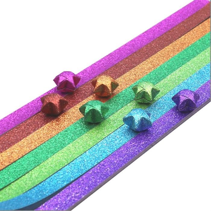 200 Feuilles Pailletées Origami 1x25 Cm - Bandes Pour Étoiles Chanceuses Brillantes | Kit Artisanat & Loisirs Créatifs