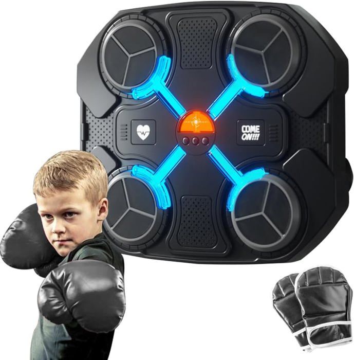 IERAKOR - Machine De Boxe Musicale Bluetooth, Avec Écran LCD, Gants Inclus, 9 Vitesses & Modes, Parfaite Pour Salle De Jeu Ou Fitness à La Maison