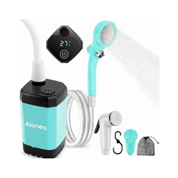 Douche Portable Camping 6000mAh Avec Filtre UV - Pompe Électrique Rechargeable, Étanche, Afficheur Intelligent
