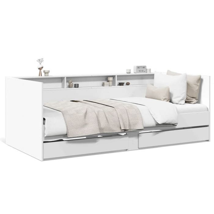 Lit simple Contemporain Banquette lit/Lit de jour avec tiroirs sans matelas blanc 90x190 cm - 1 Place SP13212BED67756922