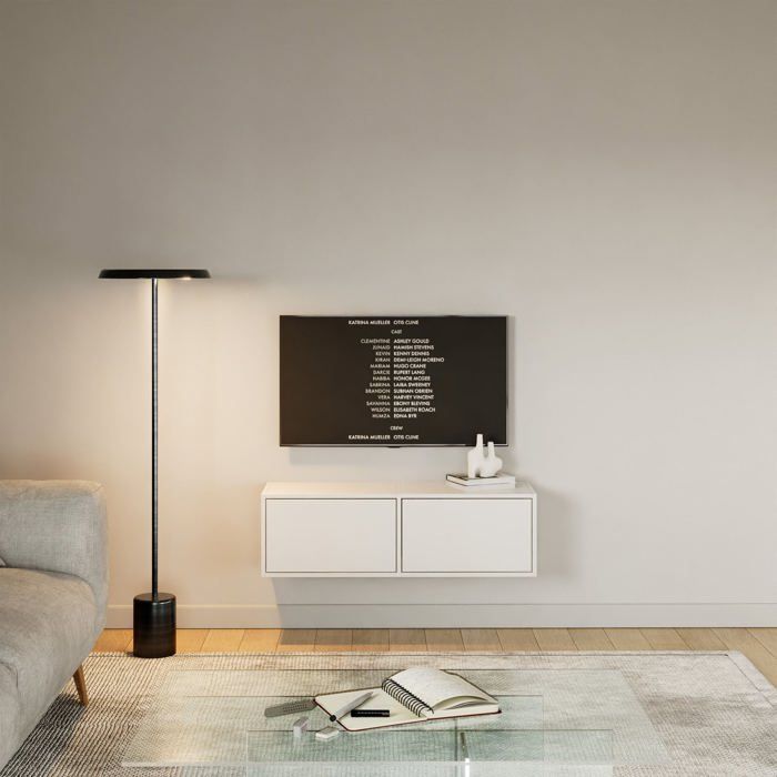 Meuble TV avec 2 abattants – FRAMME – blanc – 100 cm
