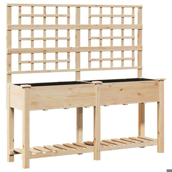 Réduction - Jardinière avec treillis - Bac à Fleurs - Moderne et étagère 161x43x152 cm en bois massif de sapin Grand247