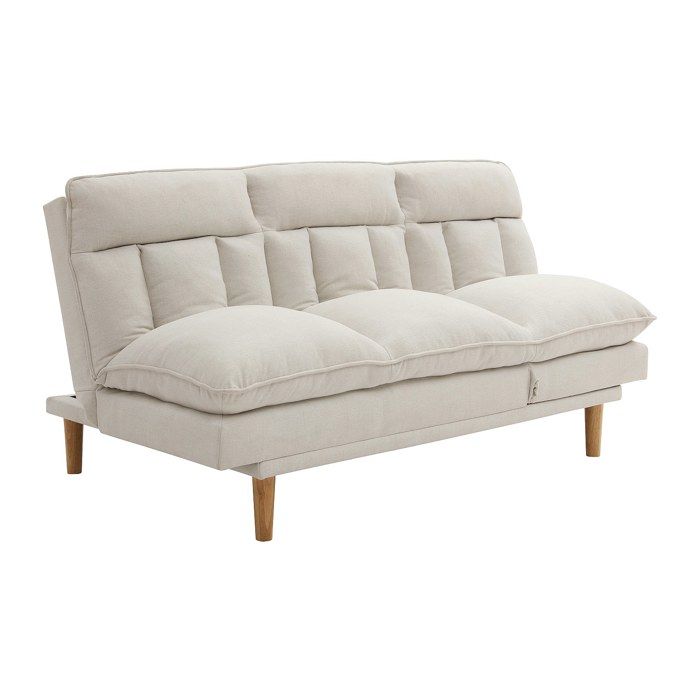 Canapé inclinable 3 places convertible clic-clac en tissu beige PALOBU