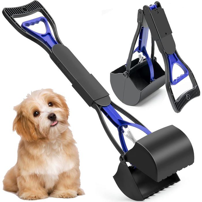 Ramasse-crottes pour animaux de compagnie manche long de 61 cm poignée robuste et dentelée pour lextérieur et lintérieur