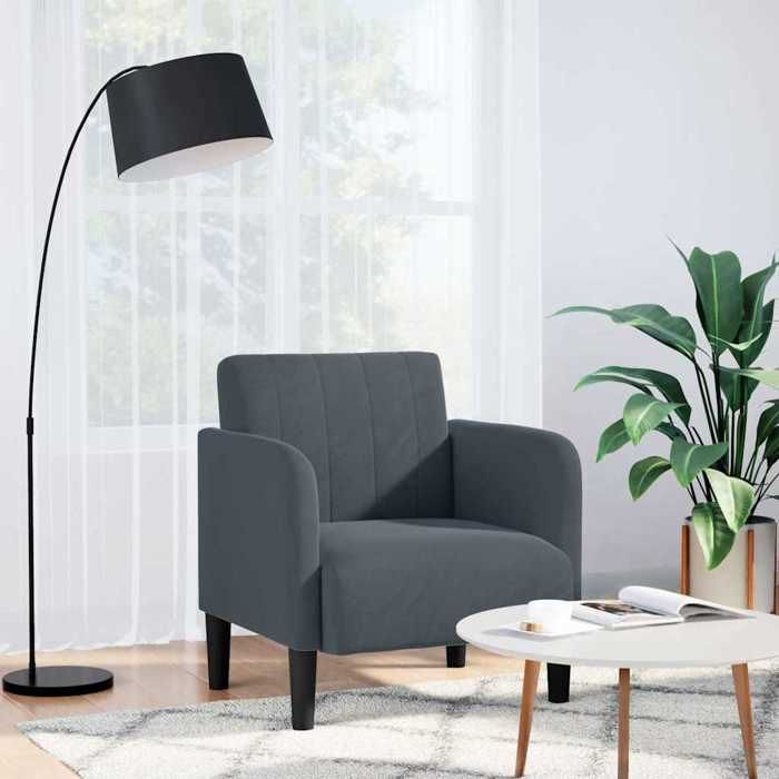 Fauteuil Conforatble - GKK - avec accoudoirs - gris foncé 54 cm velours(4246)