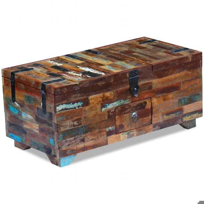 Table de salon Bois - Armoire basse Coffre table basse Bois de récupération massif 80x40x35 cm@EU41583016