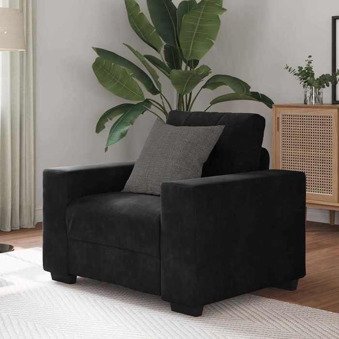 Fauteuil en velours - vidaXL - Noir - 60 cm - 100x78x80 cm - Velours doux - Cadre robuste - Siège confortable