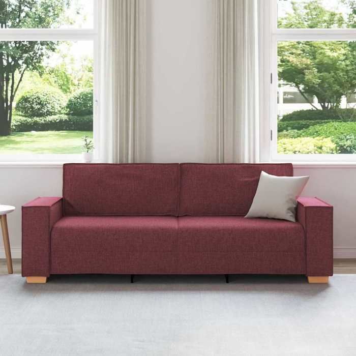 Meuble Canapé DOUBLE - JILI - 2PLACES - Bordeaux 220x78x84 cm tissu JJ1952