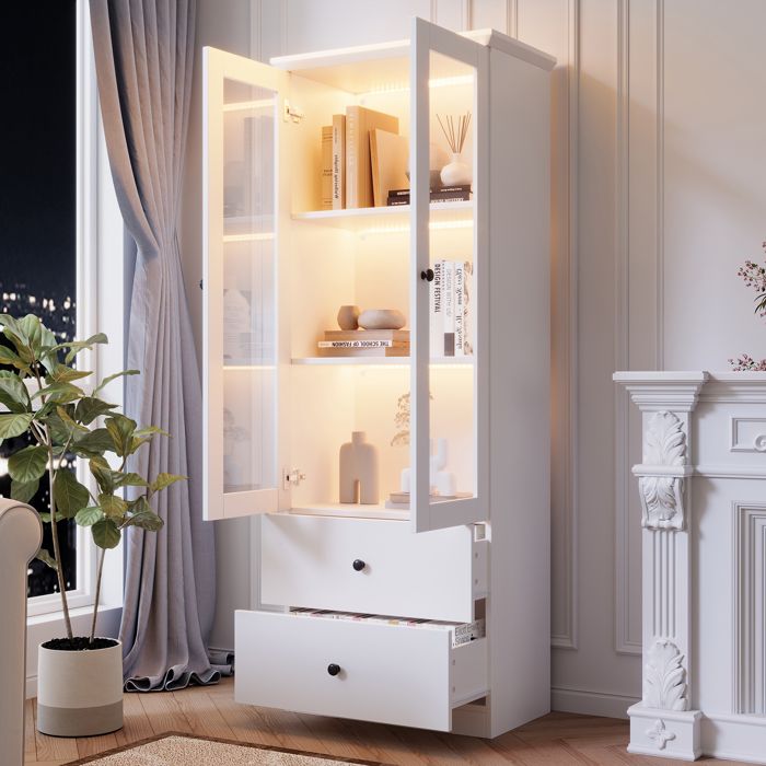 Vitrine moderne avec éclairage LED Portes en verre Beaucoup d'espace de