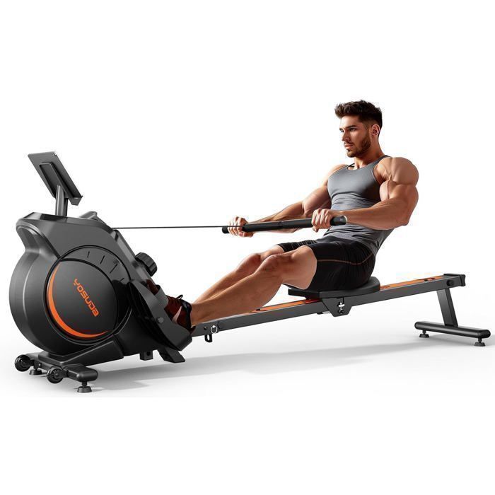 Rameur magnétique pro silencieux - 16 résistances - FED FITNESS - APP/écran LCD - 160kg - pliable/Idéal cardio maison.