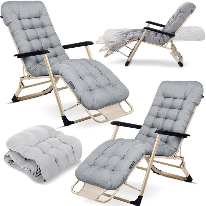 Chaise longue de jardin pliable - Sofotel - Coussin ChillWell - Ensemble 2 pièces - Gris clair - Réglable