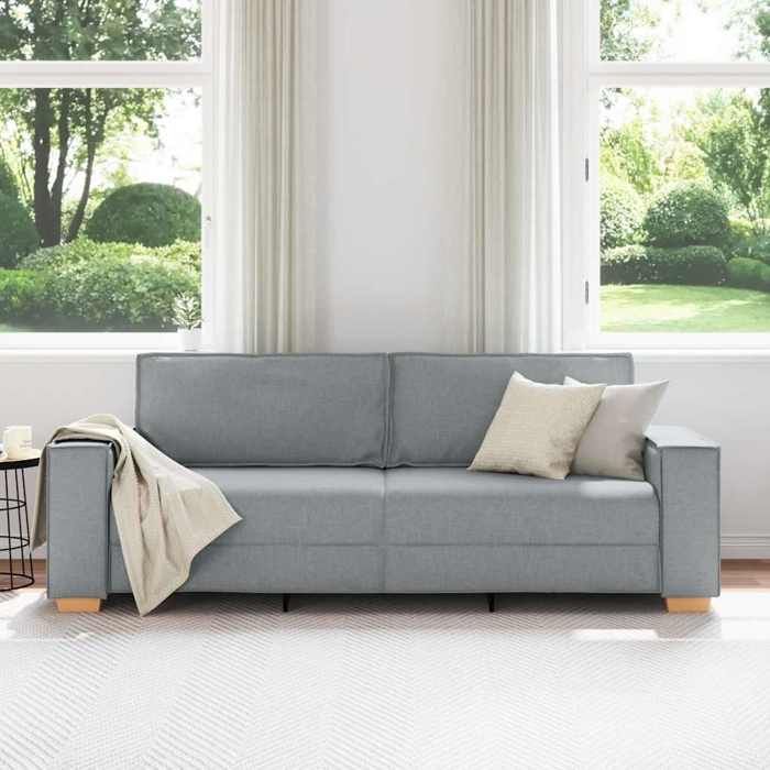 Tissu CANAPÉ FIXE - SHIELDPRO® - Canapé 3 places - pour salon - Gris clair 220x78x84 cm 809740