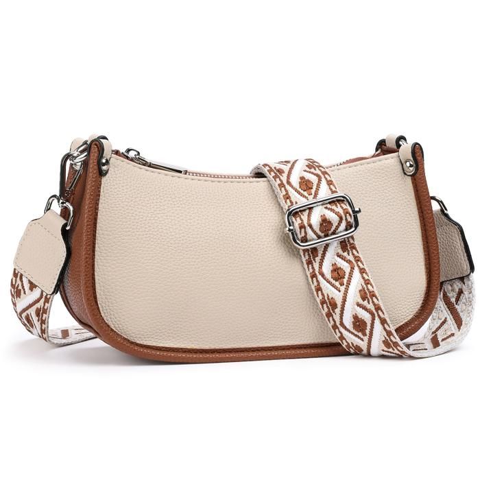 Sac Bandoulière Femme XJYDNCG Décorative Réglable - Mode - 24.5x15x9cm - Beige