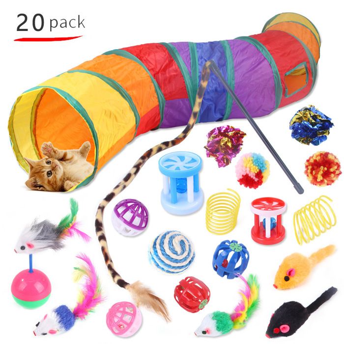 Ensemble de jouets pour chats - Phoesky - 20 pièces - Sisal - Bâton de taquin - Épée - Balle - 34x32x8 cm - Écologique