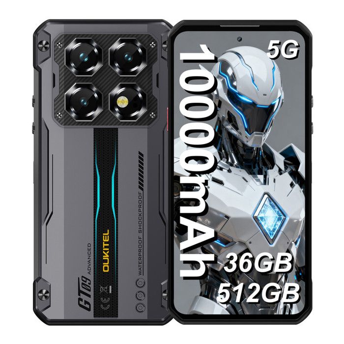OUKITEL WP60 Téléphone Robuste 5G - 7.2 - 10000mAh - 120Hz - 36GB+512GB - 108MP - 33W PD NFC Android Noir