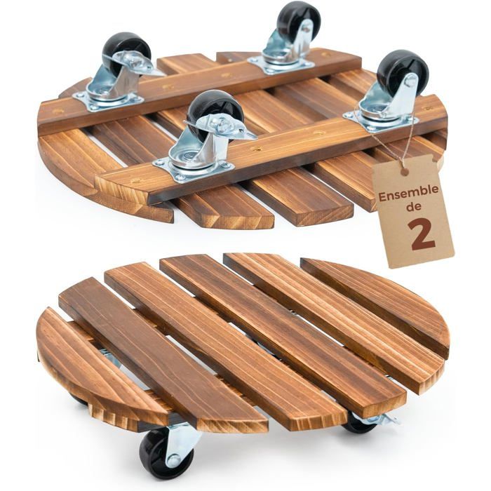 Porte Plante a roulettes Lot de 2 Plateaux Roulants pour Plantes 30 5 cm Support avec roulettes Pivotantes et Verrouillables