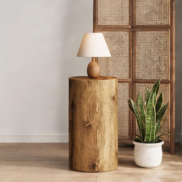 Table basse ronde cylindrique en MDF effet bois Ø30 cm – Design contemporain minimaliste