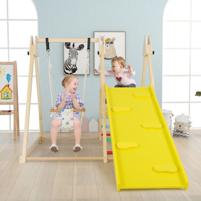 4 en 1 Structure descalade Montessori-COSTWAY-Balançoire rampe échelle et plateforme de repos Jouet en bois 1 an Multicolore 4 en 1 Structure descalade Montessori-COSTWAY-Balançoire rampe échelle et plateforme de repos Jouet en bois 1 an Multicolore