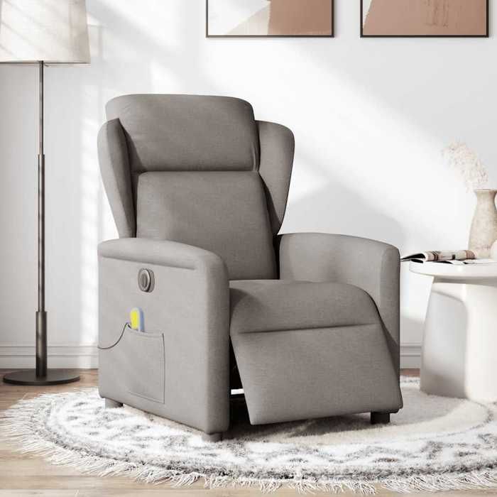 Chaise Relax massant - VIDAXL - Fauteuil inclinable électrique - 1 PLACE - Taupe Tissu 78x95x100 cm F1154