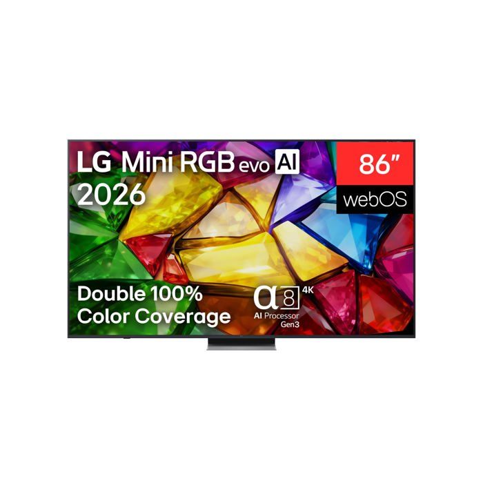 Téléviseur Mini RGB Mini LED noir LG 86 pouces Ultra HD 3840 x 2160 144 Hz HDR10 HLG Dolby Vision