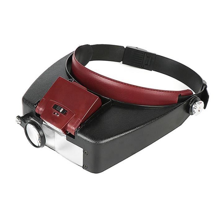 Loupe avec lumière LED mains libres Tête Loupe avec 4 lentilles détachables 10X 15X 20X 25X pour lecture, bijoutier Loupe, montre et réparation électronique Loupe avec lumière LED mains libres Tête Loupe avec 4 lentilles détachables 10X 15X 20X 25X pour lecture, bijoutier Loupe, montre et réparation électronique