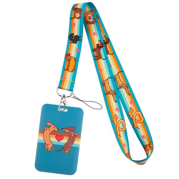 2 Sets De Lanières Cœur Avec Porte-Cartes - Cordon De Cou Et Badge Transparent Pour ID