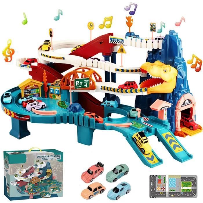 CIRCUIT MINIATURE Voitures Piste EnfantsCircuit Voiture Dinosaure Jouet Enfant avec 4