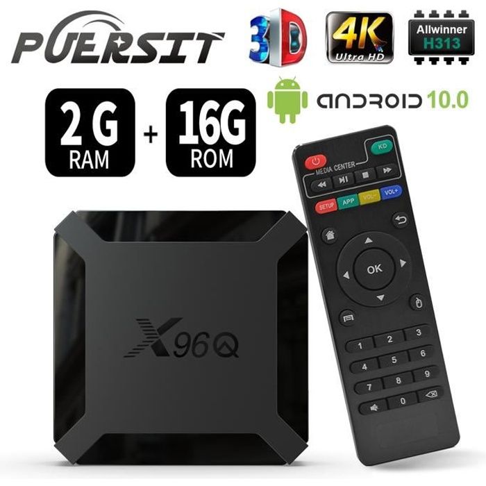 Android TV box X96Q Android 10.0 2GO 16 GO TV Box X96Q Allwinner H313 Bras  Quad-core Cortex A53, 4K Ultra HD H.265, HDMI Smart TV - Cdiscount TV Son  Photo