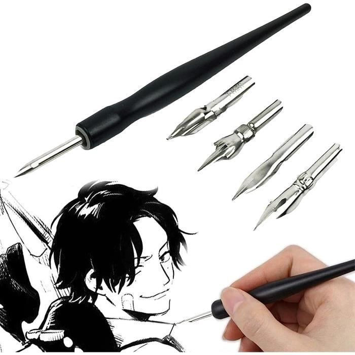 Pssopp Porte-Plume Calligraphie Premium - Stylo Plume Oblique Avec Bride Métal Amovible Pour Anglais, Comics & Dessin