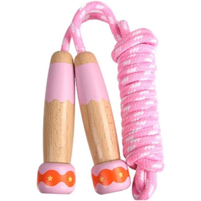 Lot De 2 Cordes à Sauter Enfant Volumoon - Coton Avec Poignées Bois - Réglable 245 Cm - Bleu Et Rose - Sport, école, Plein Air