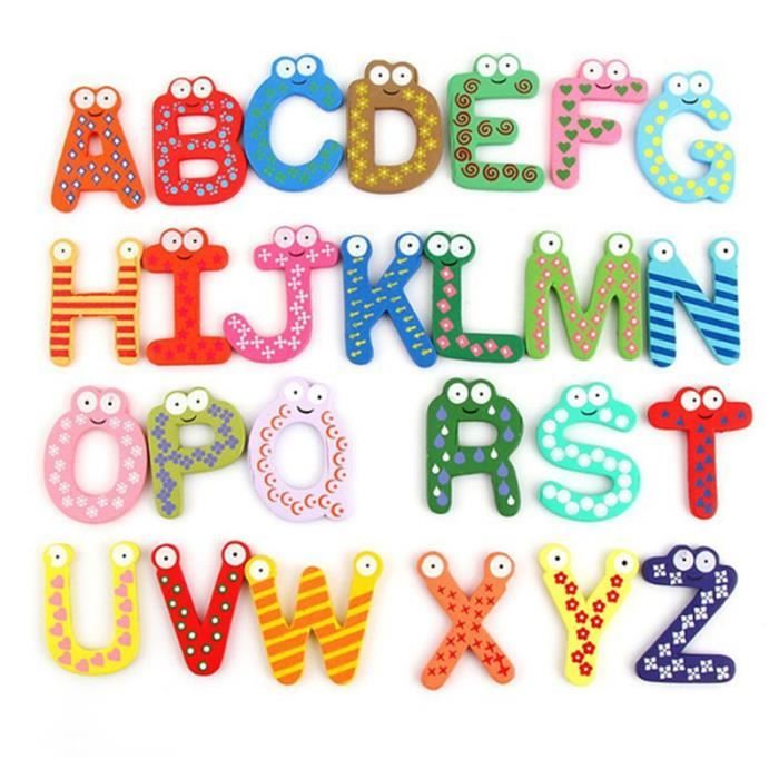 26 Lettres magnétiques de lalphabet A-Z aimants pour réfrigérateur en Bois Jouets éducatifs bébés et Enfants Convenient Handled